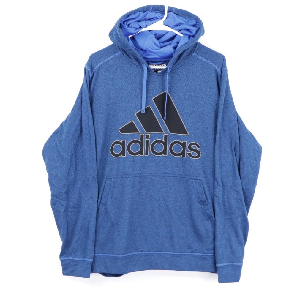 Adidas Heather Blue Large Logo Hoodie Size Mens XL